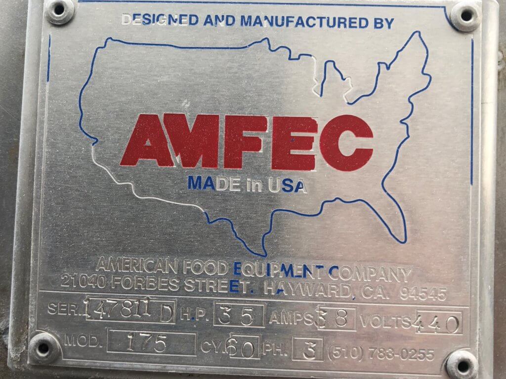 IMG_7519 Amfec Tumbler data plate